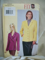 7334 VOGUE BETZINA 1-2 BREASTED LAPEL PANEL JACKET PATTERN ABC, DEF CHOICE  NEW